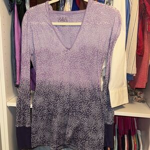 Prana Purple Ombre V-Neck Hooded Sweatshirt